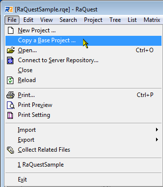 Figure 3-2 "New Project" screen by "Copy a Base Project"