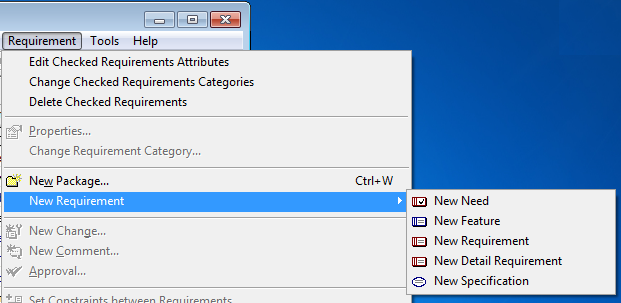 Figure 1-2 Select a Requirement Category when creating new requirement
