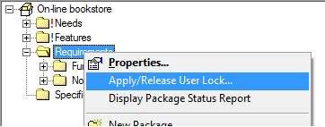 Figure 2-1 Exclusive lock status tree and context menu